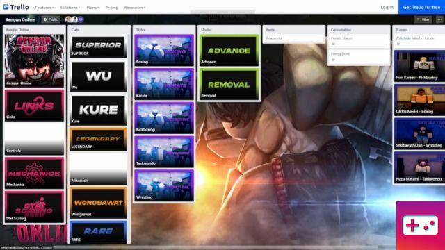 Trello online de Kengun e links do Discord (novembro de 2022)